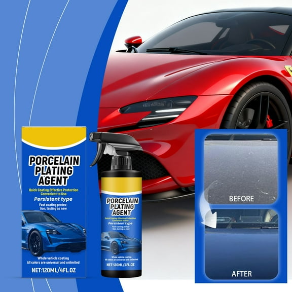 Car Coating Agent Spray for Cleaning Stains Refurbishment Waterproof Protection and Maintenance, Automobile Care Solution for Exterior Surfaces 120ml