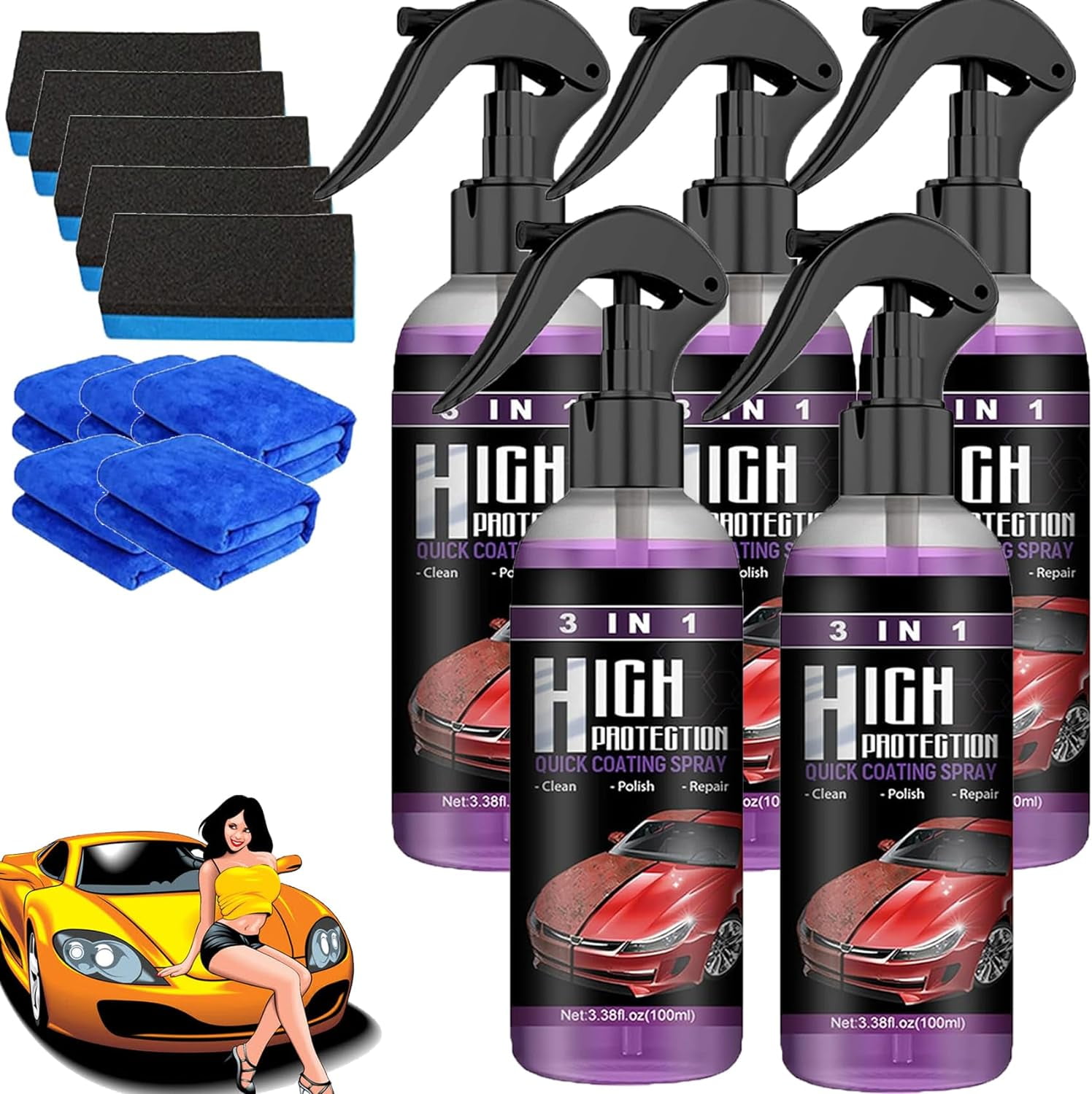 3 in 1 High Protection Quick Car Coating Spray （🚙 suitable for