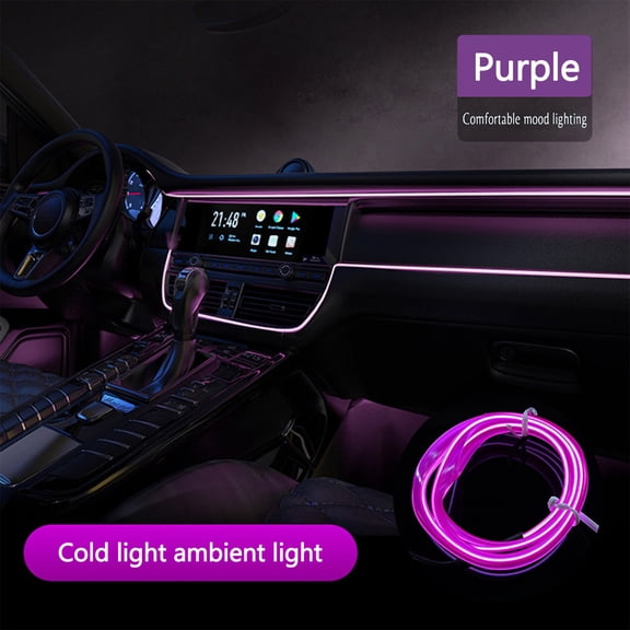 Car Cold Atmosphere LED Light, 2 Meter EL Luminous Line, Flexible Interior Decoration, 8 Color Options, Energy-Saving and Universal Cigarette Lighter Plug