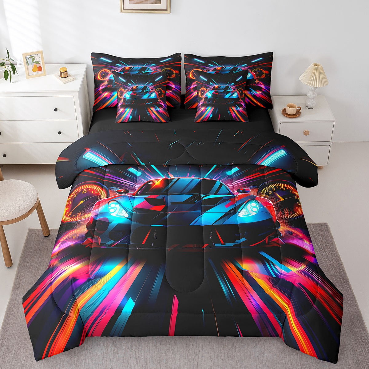 Car Comforter Set Racing Car Twin Bedding Set 7 Pieces Extreme Sports ...