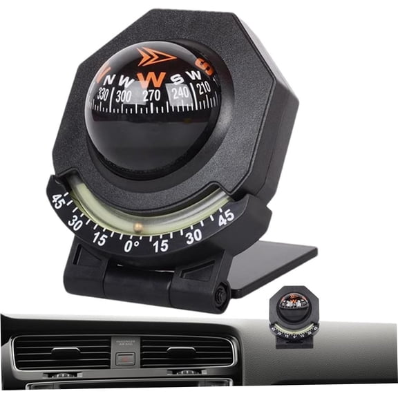 Car Compass Dashboard 2-in-1 180 Adjustable Folding Marine Compass with Luminous Inclinometer, Adhesive Tape for Boat Car Vehicle Navigation
