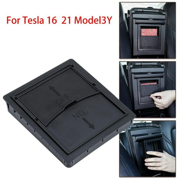 Car Console Armrest Storage Box for Tesla Model 3/Y 2016-2021, Central Control Organizer with Cover for Small Items and Documents