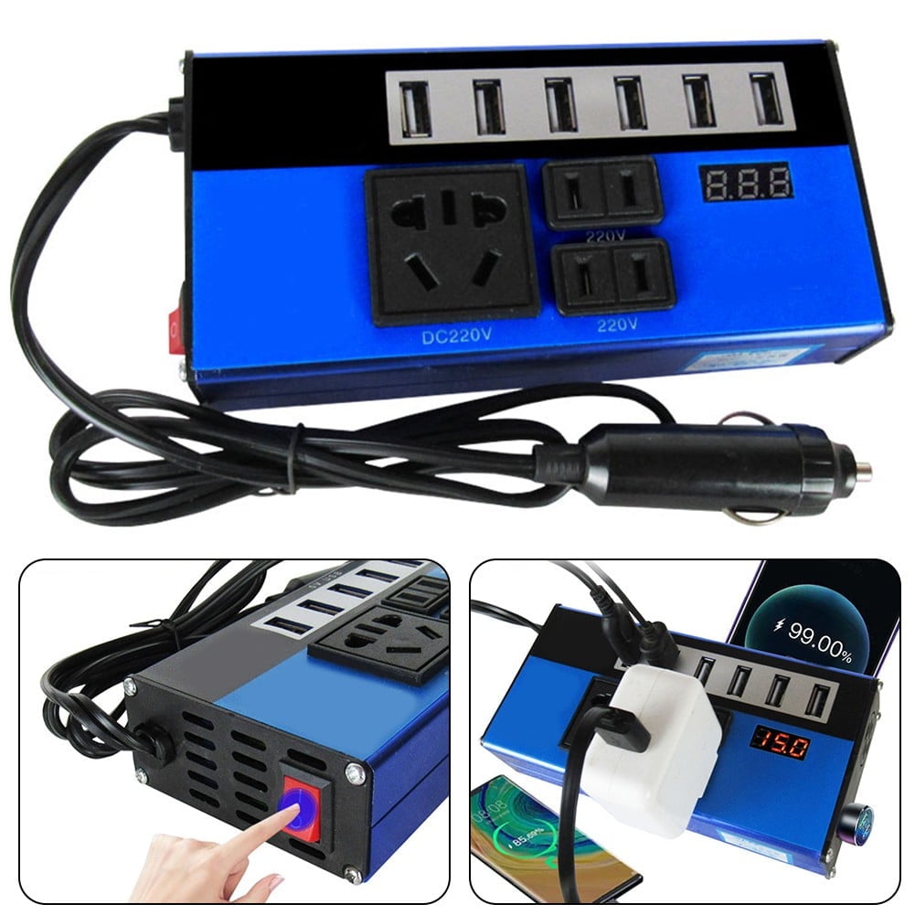 Car Converter Power Inverter 1500W DC12V/24V to DC110V/220V Converter Trip 6USB