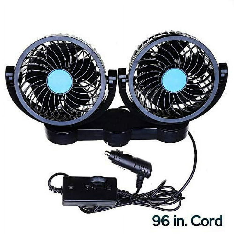 Car Cooling Air Fan 12V- Zone Tech 12V Dual Head Car Auto Electric Cooling  Air Fan for Rear Seat - Powerful Quiet 2 Speed 360 Degree Rotatable 12V  Ventilation Rear Seat with