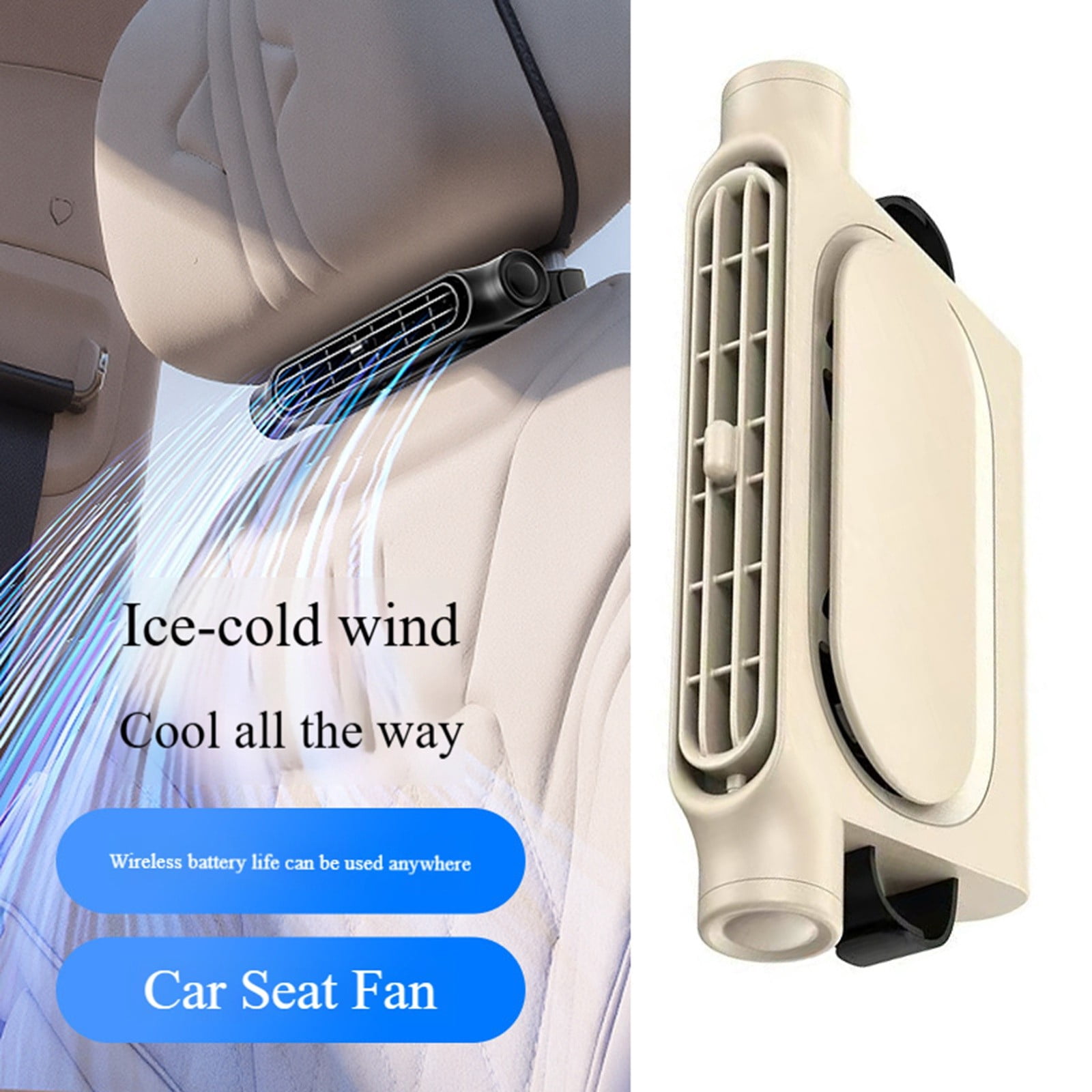Car Cooling Fan for Seats USB Rechargeable Portable Air Circulator with 3 Adjustable Speeds,Bladeless Mini Fan for Front Back Seat, SUV, RV, Truck - Ideal for Summer Travel, Road Trips & Hot Weather