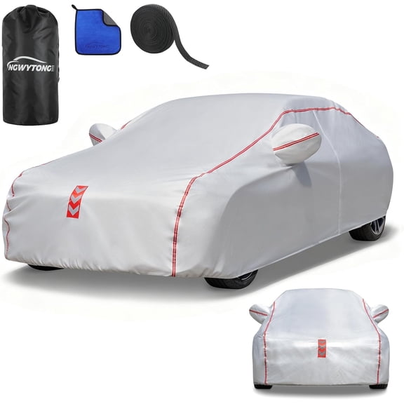 Car Cover, 360 Underbody Wrap Design, All-Weather Waterproof Car Cover, Suitable for Sedans, Vehicle Body Length 178 to 185 Inches