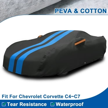 Car Cover Custom Fit for 1984-2019 Chevy Corvette C4 C5 C6 C7, Upgraded PEVA& Cotton Outdoor Waterproof Sun Dust Snow Protection All Weather Full Car Cover Black