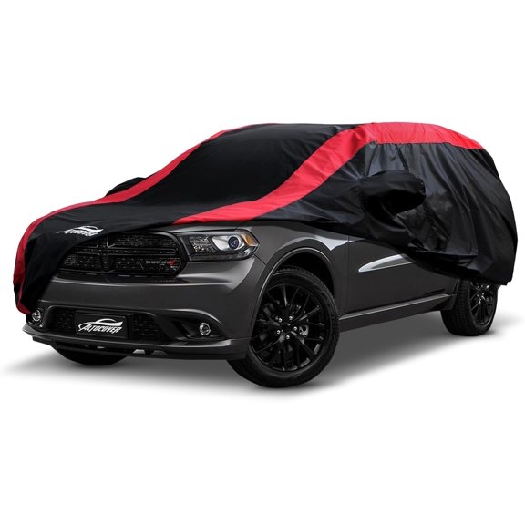 Car Cover Custom Fit Dodge Durango 2004-2025, SUV Cover Waterproof All Weather with Red Strip Design for Rain, Sun, Snow, Dust Protection