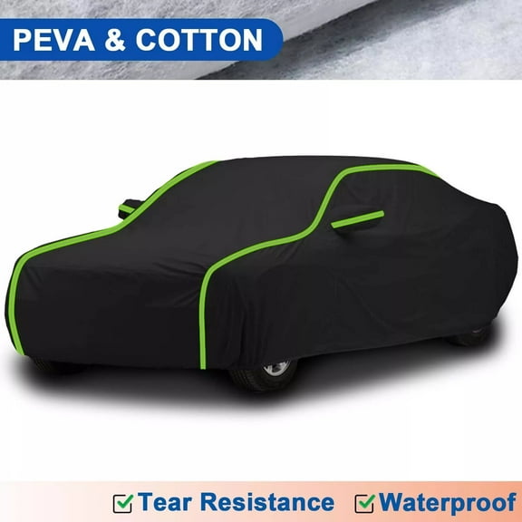 Car Cover Custom Fit for 1970-2023 Dodge Challenger, Upgraded 6 Layer PEVA+Cotton Waterproof Outdoor Rain UV Snow Protection All Weather Black