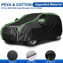 Car Cover Custom Fit for Jeep Wrangler JK JL 4 Door 2007-2023 Thickened PEVA Cotton Waterproof Full Car Cover Outdoor Sun Snow Rain Protection Black