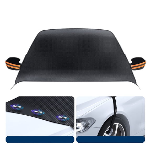Car Cover Shield Half With Reflective Strip-Windshield Cover For Ice And Snow,Car Snow Cover,Windshield Snow Cover,All Seasons Windproof Winter Frost And Deicing Awning Suitable Fzor Cars,Trucks,Suvs