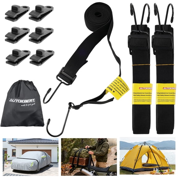 Car Cover Straps Wind Protector Kit Bungee Cords with Hooks