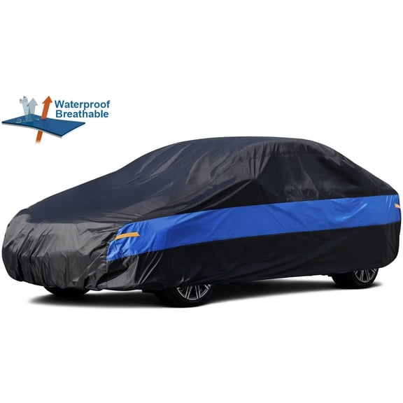 Car Cover Waterproof All Weather for Sedan Coupe Sport Car, Size A2 Length 164 to 175 inch,Black