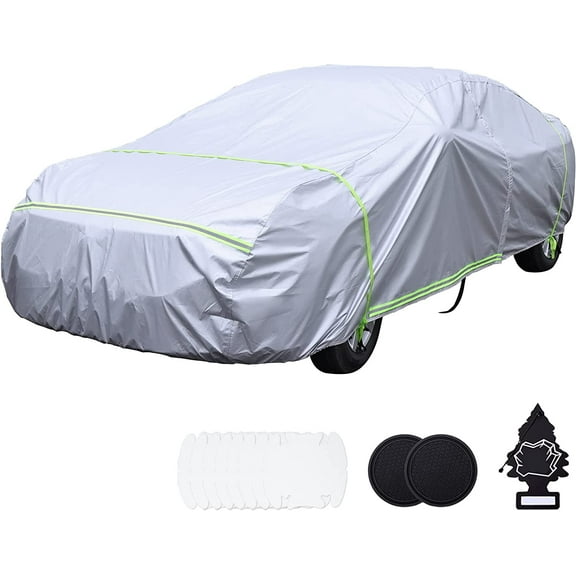 Car Cover Waterproof All Weather 6 Layers Snowproof Windproof Hail Protector Full Exterior Covers UV Protection 210D Oxford Universal Fit Sedan Outdoor Automobiles Zipper Cotton Inside