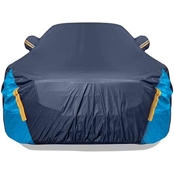 Car Cover Waterproof All Weather for Automobiles, 6 Layers Outdoor Full Exterior Cover Rain Sun UV Snowproof Protection with Zipper Cotton, Mirror Pocket for Sedan (190-195 inch)