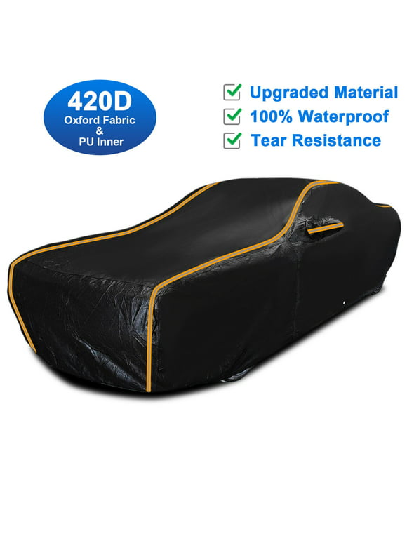 Car Cover fit for Dodge Challenger 2015-2023, 100% Waterproof 420D PU Car Cover, All Weather Protection