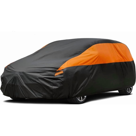 Car Cover for Automobiles All Weather Waterproof, Universal Fit Hatchback (164 to 178 in), Yellow and Black