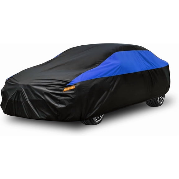 Car Cover for Automobiles All Weather Waterproof, Universal Fit Sedan (175 to 183 in), Blue and Black