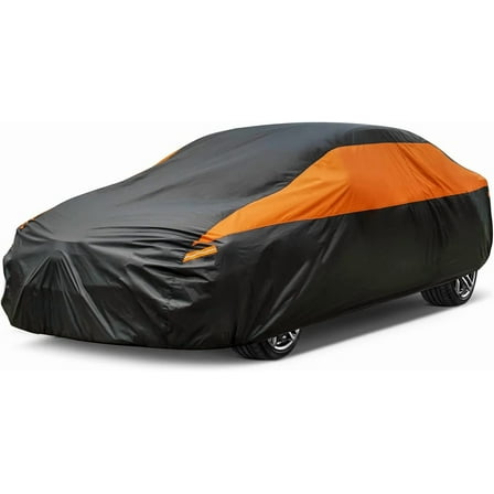 Car Cover for Automobiles All Weather Waterproof, Universal Fit Sedan (184 to 193 in), Yellow and Black