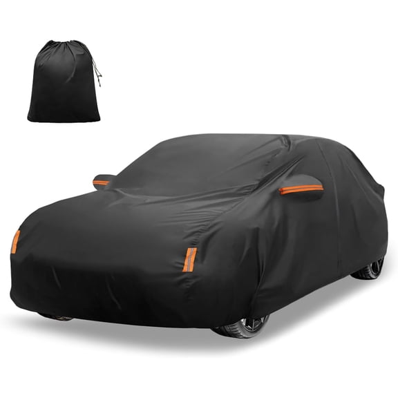 Car Cover for Honda Civic Sedan/Coupe 210D-PU Outdoor Full All Weather with Door Zipper Waterproof Windproof Sun Rain Snow Protection