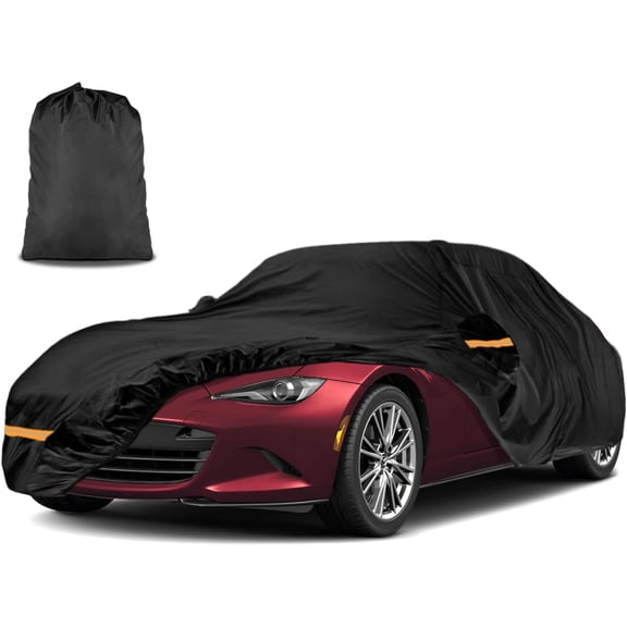 Car Cover for Mazda MX-5 Miata 1989-2025 | Heavy Duty Outdoor Full Exterior Cover | Sun, Rain, UV, Dust, and Snow Protection with Door Zipper (Black)