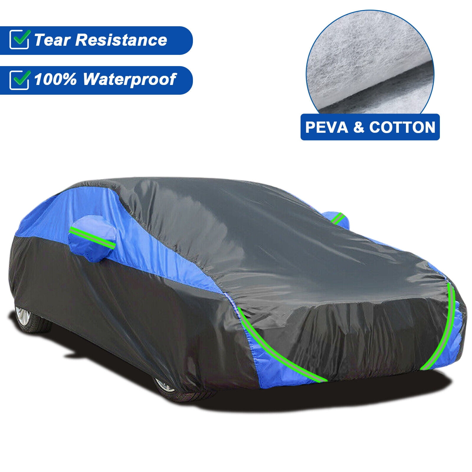 NUOLUX Waterproof Car Half Body Sun Shade Cover Shield Snow Dust Protector  - Size XL (Black) 