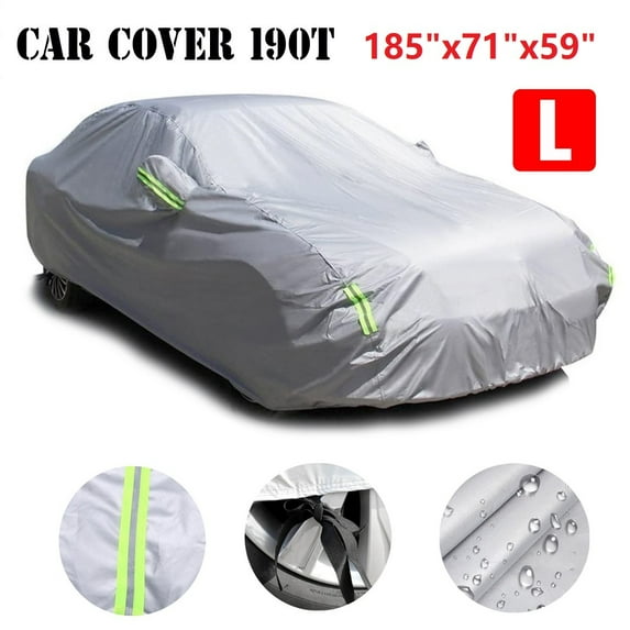 Car Cover for Sedan Waterproof All Weather Universial Indoor Outdoor Auto Cover Sun UV Snow Dust Resistant Protection Cover, Size L, 185x71x59 inches