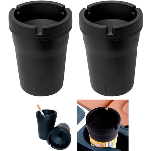Car Cup Ashtray, Portable Ash Container with Extinguishing Feature, 2-Pack