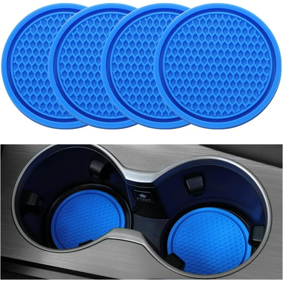 Car Cup Coaster, 4PCS Universal Non-Slip Cup Holders Embedded in Ornaments Coaster, Car Interior Accessories, Blue