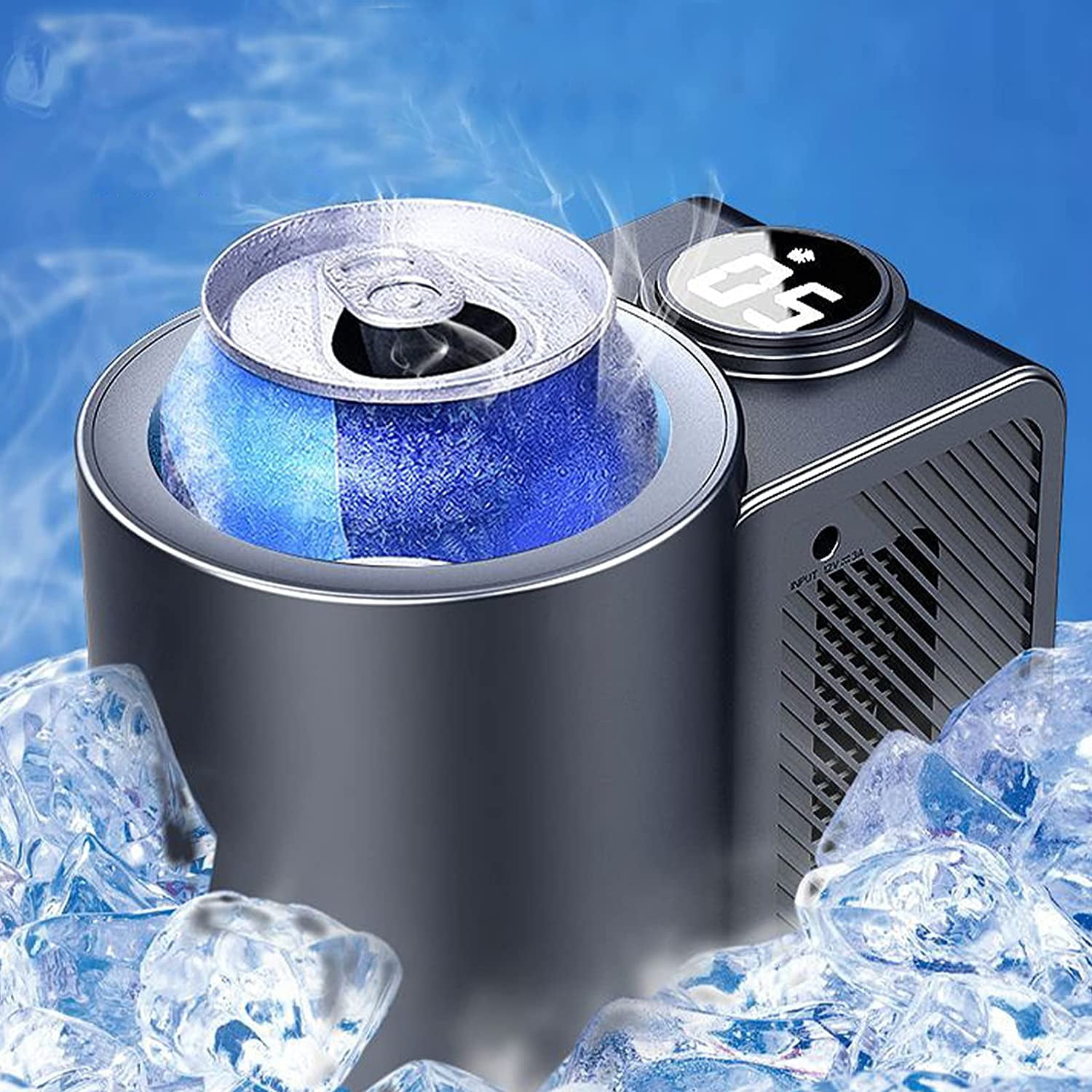 Car Cup Cooler 12V  Mug Holder Dark Gray Quick Cooling Refrigerator for Drinks