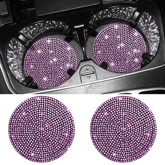 Car Cup Holder Coaster,2 Pack Fashion Anti-Slip Shockproof Universal Vehicle Cup Holders Coasters Insert Bling Crystal Rhinestone Auto Automotive Interior Accessories for Women (2 pcs)