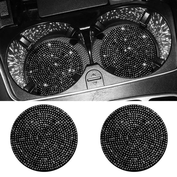 Car Cup Holder Coaster,2 Pack Fashion Anti-Slip Shockproof Universal Vehicle Cup Holders Coasters Insert Bling Crystal Rhinestone Auto Automotive Interior Accessories for Women (2 pcs)