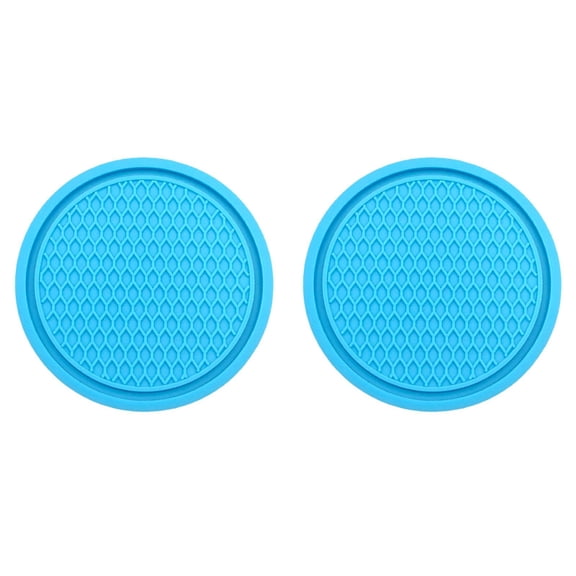 Car Cup Holder Coaster 2 Pack Universal Non- Insert Coasters Durable Auto Cup Mat 2.75 Inch Flexible Silicone Pad for Car Interior Vehicle Accessories for Men Women Drivers ï¼Blueï¼
