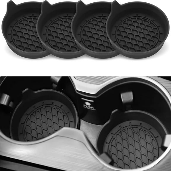 Car Cup Holder Coasters - 4pcs Black Set  Silicone Universal Anti-Slip Car Accessories  Interior Car Parts for Men & Women