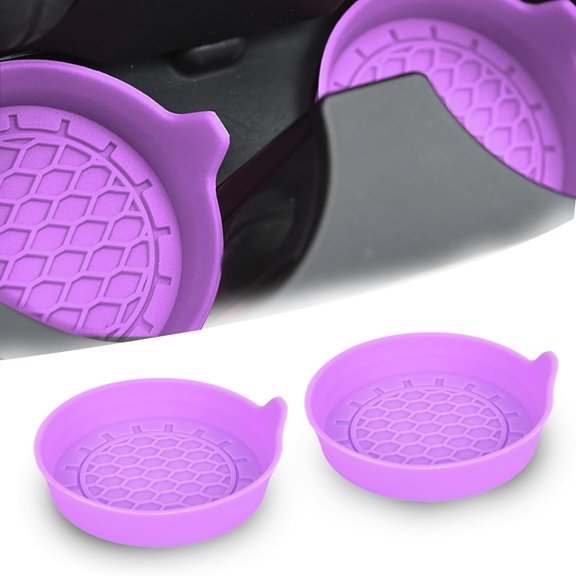 Car Cup Holder Coaster,Silicone Car Cup Holder Coaster Set of 2,Car Coaster Automotive Cup Holders,Anti Slip Car Cup Holder Coasters,Car Interior Accessories(Light Purple,2PC)