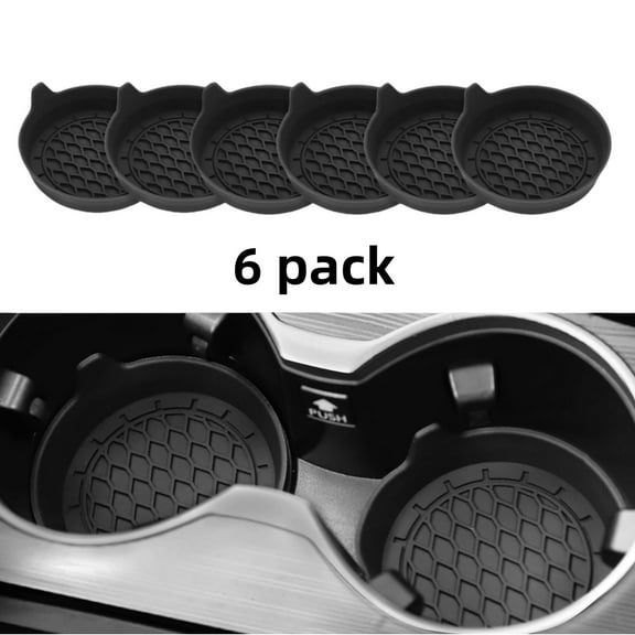 WLGJL Car Cup Holder Coaster, Silicone Cup Holder Insert, Universal Non-Slip Cup Holders, Car Accessories Interior for Women and Man Interior Sets 6 Pack (Black)