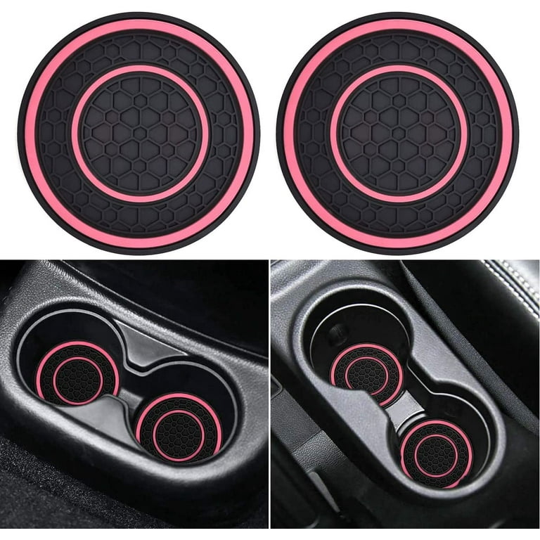 Car Cup Holder Coasters Pink, 2 Pack 2.75 Inch Universal Anti Slip Automotive  Cup Holder Inserts, Car Interior Accessories 