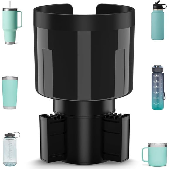Car Cup Holder Expander Adapter with Offset Base, Cup Holder Extender for Car Compatible with Yeti 14/24/36oz, Hydro Flasks 32/40oz, Other Large Water Bottles and Mugs in 3.2"-4.0"