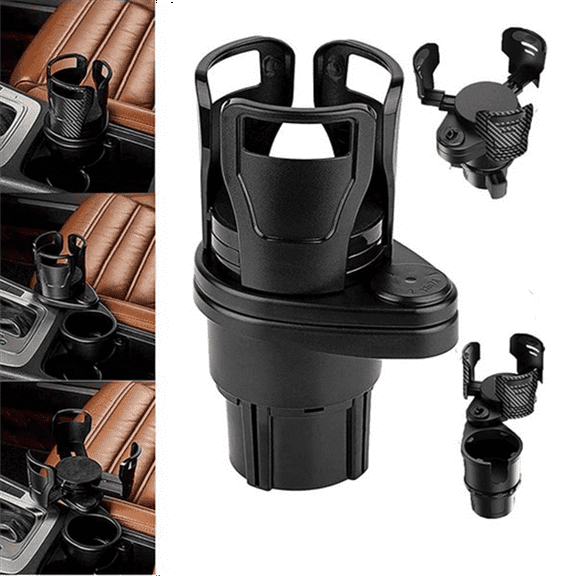 Car Cup Holder Expander,Multifunctional Car Cup Holde,360 Rotating Adjustable Base Water Cup Drink Holder,2-in-1 Universal Multifunctional Auto Drink Cup Holder Adapter Insert Organizer-Black