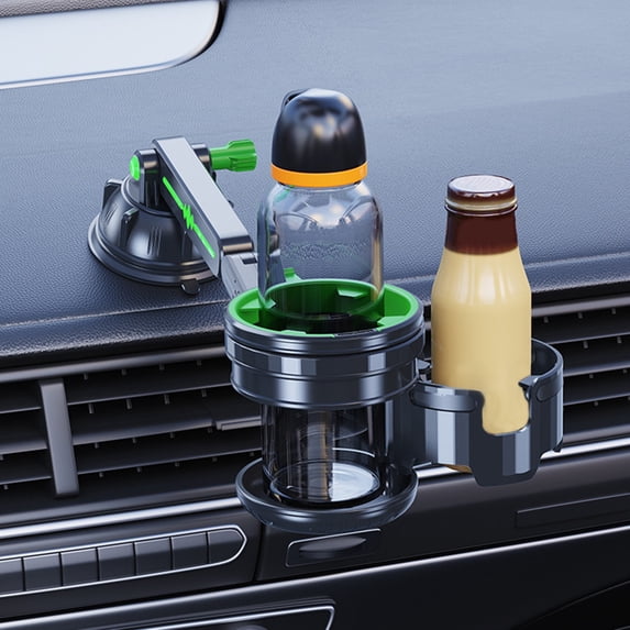 Car Cup Holder Mount, Multifunctional Car Beverage Holder with Strong Suction Base and Adjustable Phone Stand, Stable Cup Organizer for Car Dashboard or Console Use
