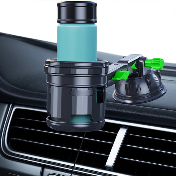 Car Cup Holder Mount, Multifunctional Car Beverage Holder with Strong Suction Base and Adjustable Phone Stand, Stable Cup Organizer for Car Dashboard or Console Use