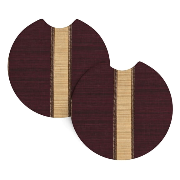 Car Cup Holder Pads 2 Pack Neoprene Coasters For Car Interior Non-Slip Waterproof Protectors Fit For Car Truck Suv Maroon Stripe_3