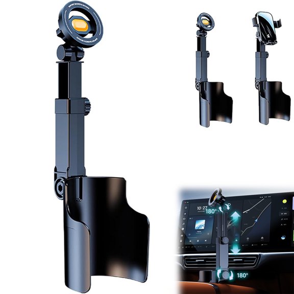 Car Cup Holder Phone Mount,360° Adjustable Magnetic Cup Holder Phone Mount for Car,One-Handed Operation,Rotatable Base Cupholder for All Cell Phones (Magnetic)
