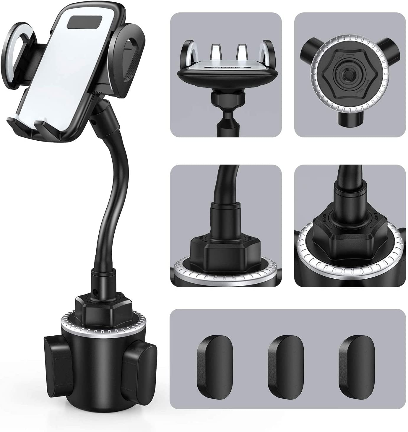 Car Cup Holder Phone Mount, Cup Holder Phone Holder for Car (Black