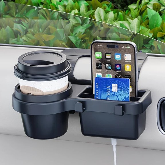 Car Cup Holder Phone Mount Tray Side Door Window Storage Barrel Pocket Hanging Rack Auto Interior Accessories