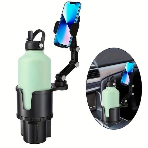 Car Cup Holder Phone Mount with Adjustable Arm, Cup Holder Extender for Cars, Black