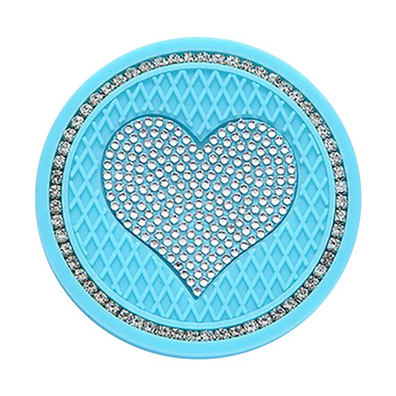 Car Cup Holder, Xinsrenus Bling Crystal Rhinestone Car Cup Insert, 2.76 Inch Non-Slip Universal Car Interior Accessory Heat Resistant Easy Clean, Blue