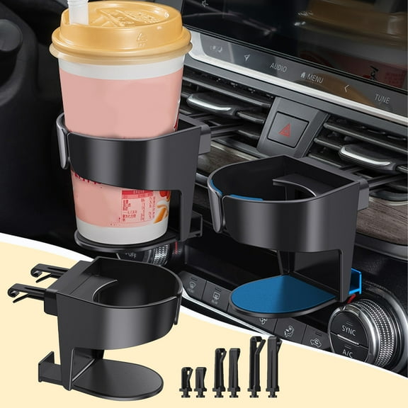 Car Cup Holders - Universals AC Vent Mount, Spill-Proof Drink & Phone Holders for Vehicle, Adjustable Shelf for Coffee Mugs, Cans, Water Bottles