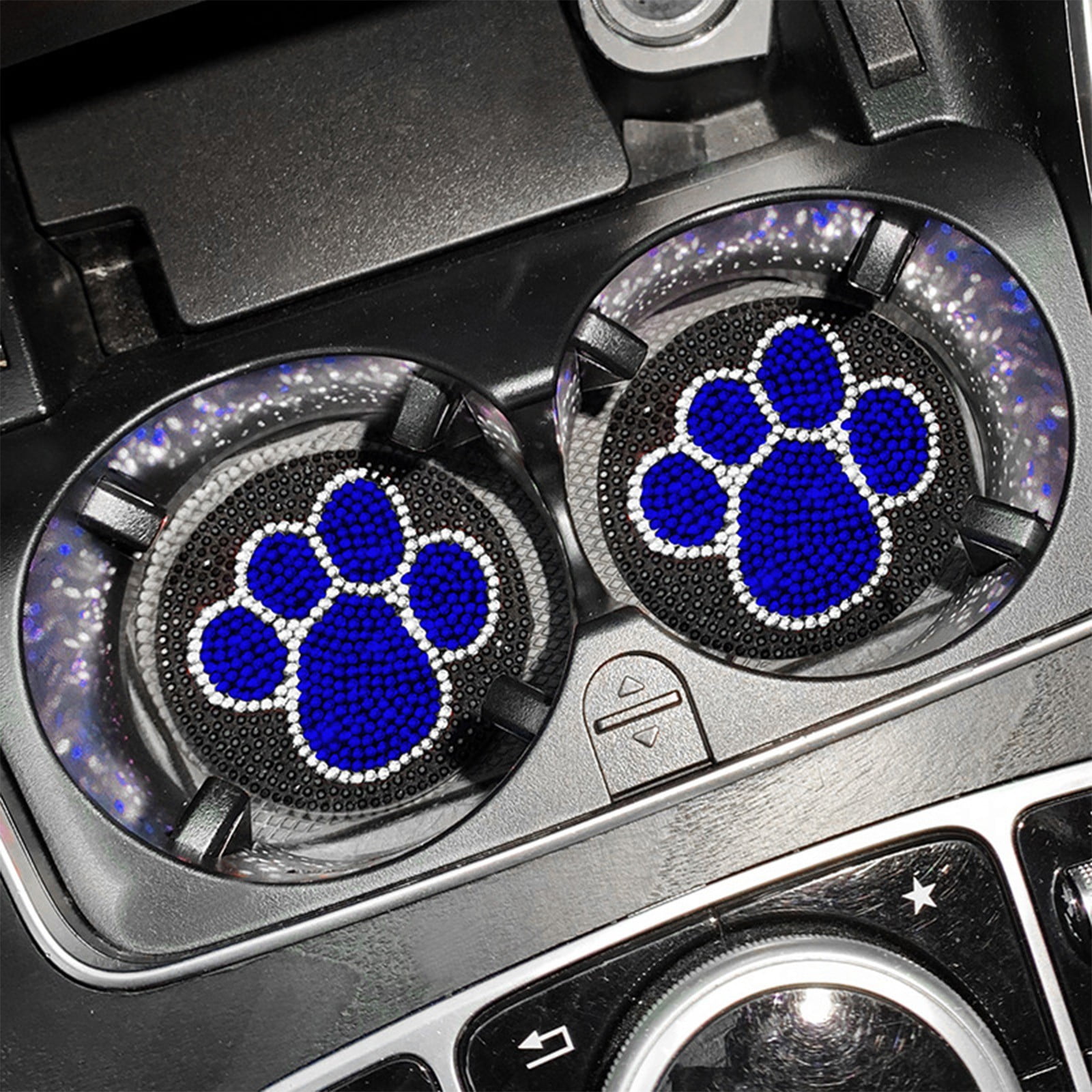 Car Cup Mat Universal Non-Slip Interior Saucer | Dog Paw Print Diamond ...