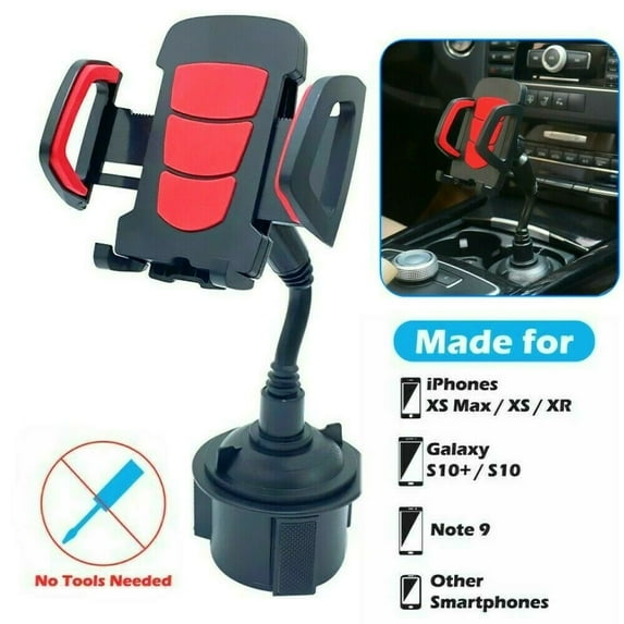 Car Cup Phone Holder Universal 360° Adjustable Car Gooseneck Cup Holder Stand Cradle Mount For Samsung Galaxy S10 S10E S9 S9+ S8+, iPhone 11/11 Pro XS XR XS Max X